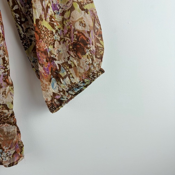 Women’s Nordstrom Fire Los Angeles Floral Sheer Chiffon Blouse Shirt Size Small - Picture 3 of 4